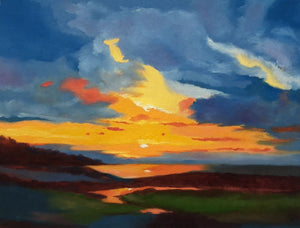 "Warm sunset" - oil on canvas